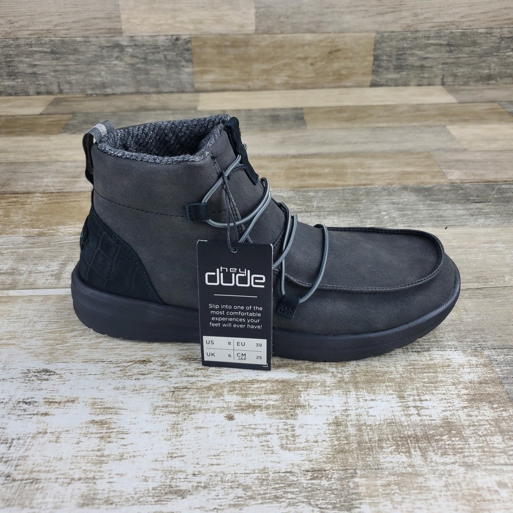 Hey Dude Eloise Womens Ankle Boots Sz 8 Recycled Leather Total Black Slip On